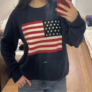 SOLD - Brandy Melville Navy Flag Knit Sweater